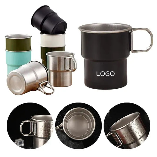 Collapsible Camping Cups - Stackable with Foldable Handle