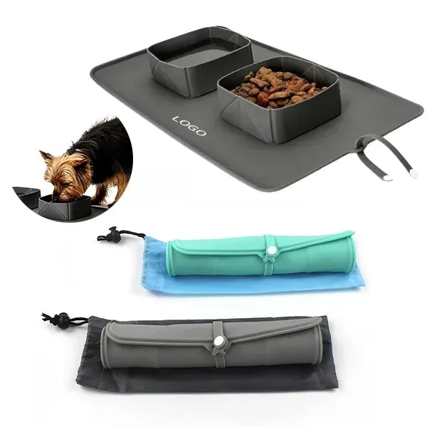 Silicone Folding Pet Bowl - Durable Portable Design