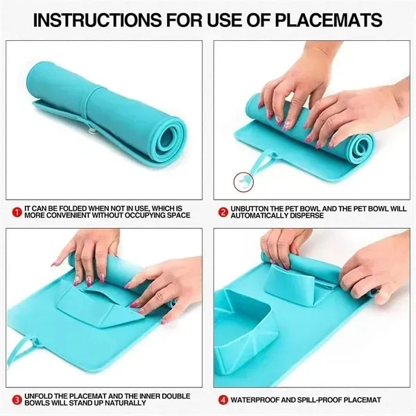 Silicone Folding Pet Bowl - Durable Portable Design