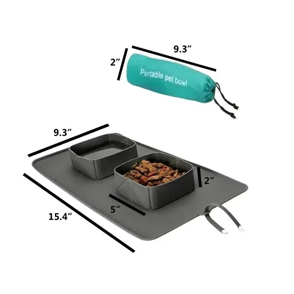 Silicone Folding Pet Bowl - Durable Portable Design