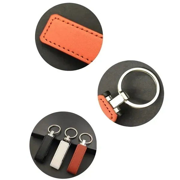 32GB Leather USB Keychain - High-Speed 3.0 Flash Drive