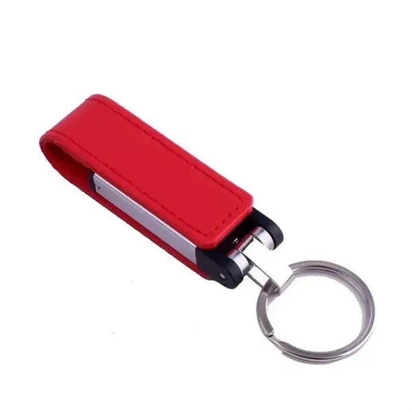 32GB Leather USB Keychain - High-Speed 3.0 Flash Drive