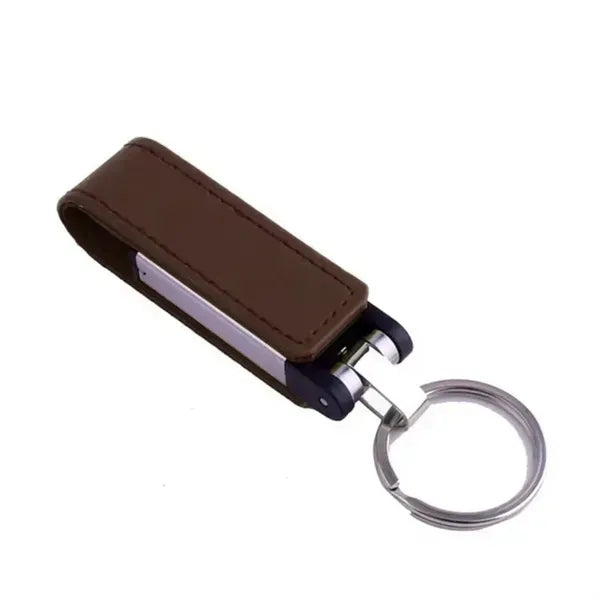 32GB Leather USB Keychain - High-Speed 3.0 Flash Drive
