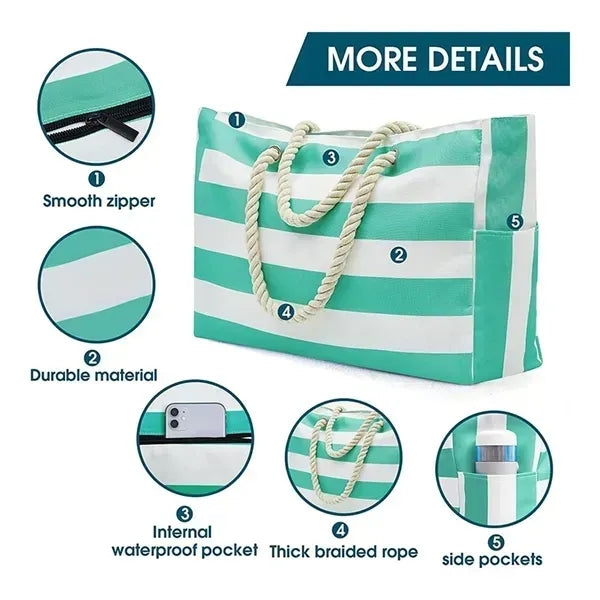 Striped Outdoor Storage Bag - Stylish Design