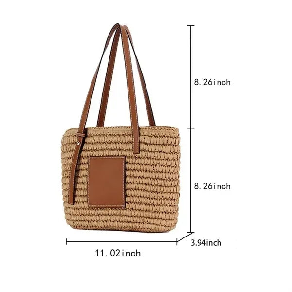 Large Capacity Woven Shoulder Bag - Stylish and Roomy