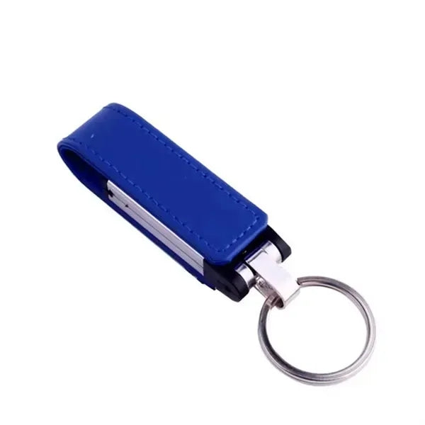 32GB Leather USB Keychain - High-Speed 3.0 Flash Drive