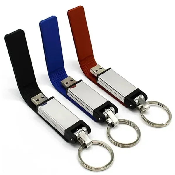 32GB Leather USB Keychain - High-Speed 3.0 Flash Drive