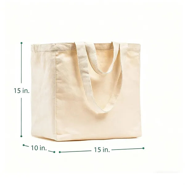 Heavy-Duty Canvas Grocery Tote Bag with Zippered Pocket