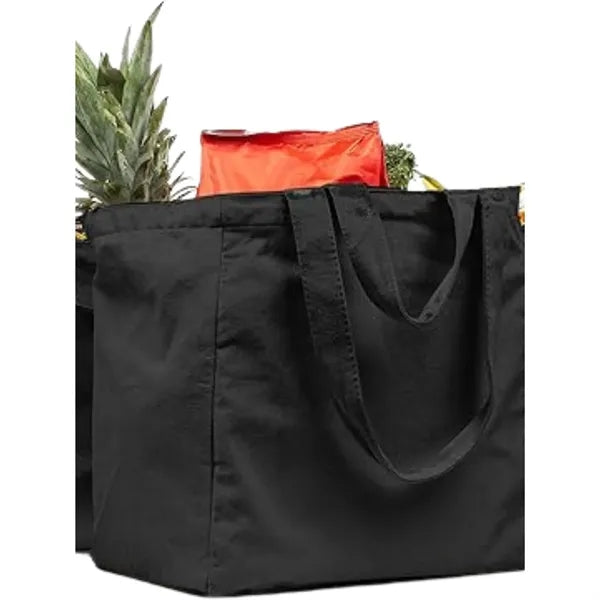 Heavy-Duty Canvas Grocery Tote Bag with Zippered Pocket