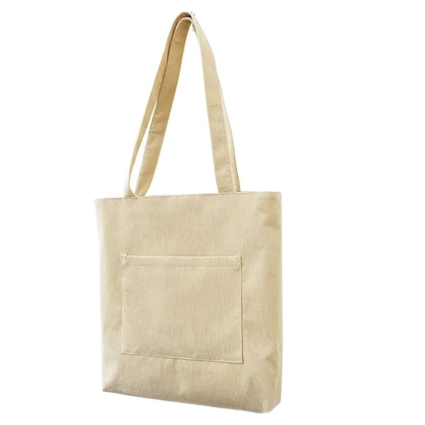 Corduroy Tote Bag with Zipper