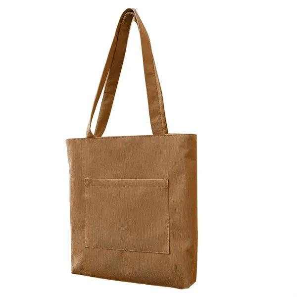 Corduroy Tote Bag with Zipper