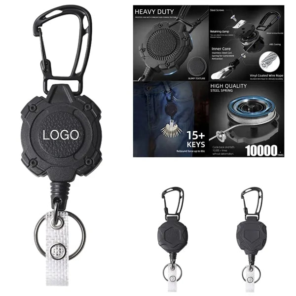 Outdoor Retractable Keychain with Carabiner Clip