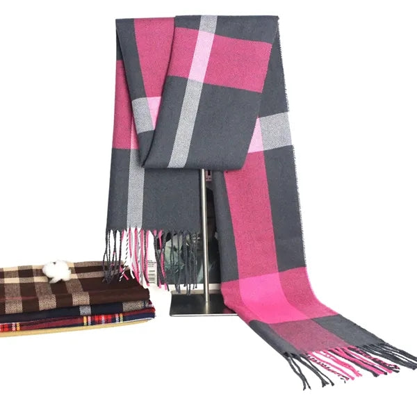 Warm Faux Cashmere Scarf with Tassels