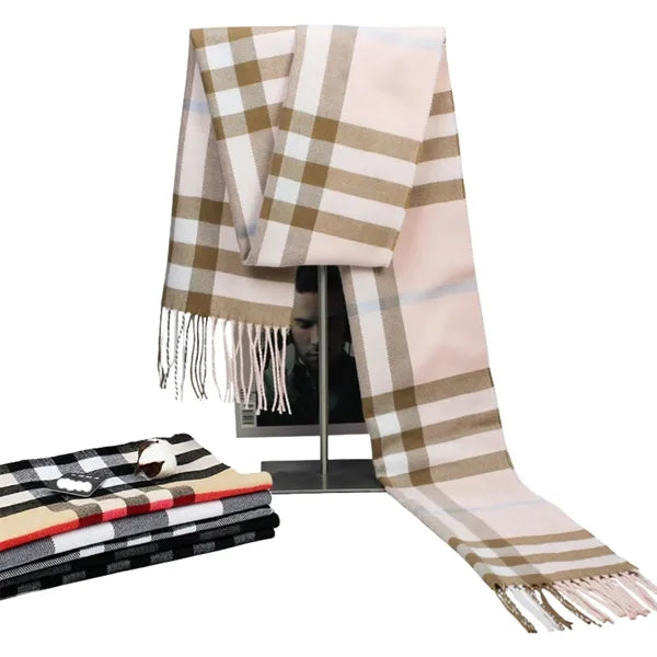 Warm Faux Cashmere Scarf with Tassels
