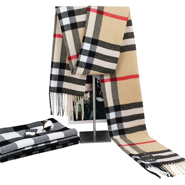 Warm Faux Cashmere Scarf with Tassels