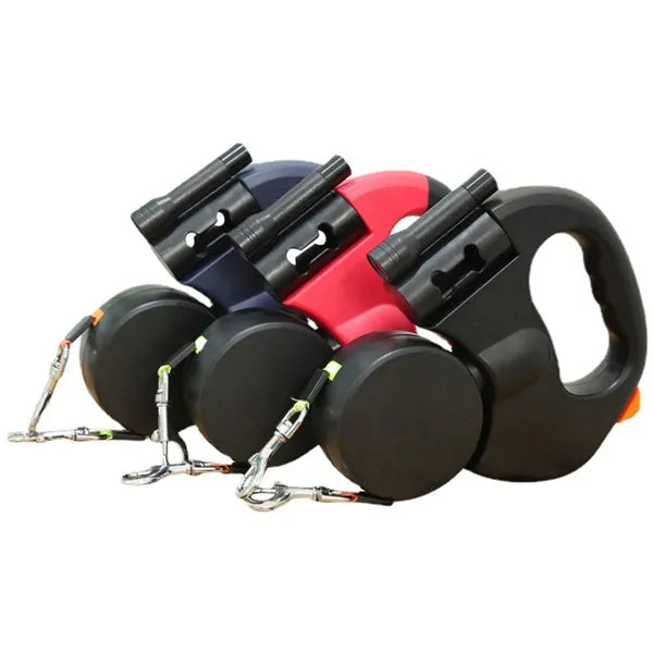 Double-Head Retractable Dog Leash with LED Lights