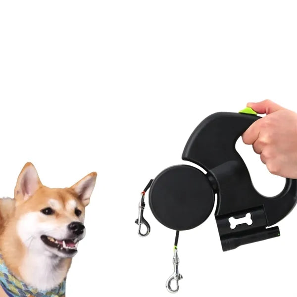 Double-Head Retractable Dog Leash with LED Lights