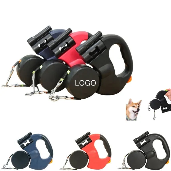 Double-Head Retractable Dog Leash with LED Lights