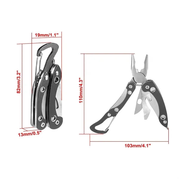 Compact Multi-Tool Pliers with Carabiner