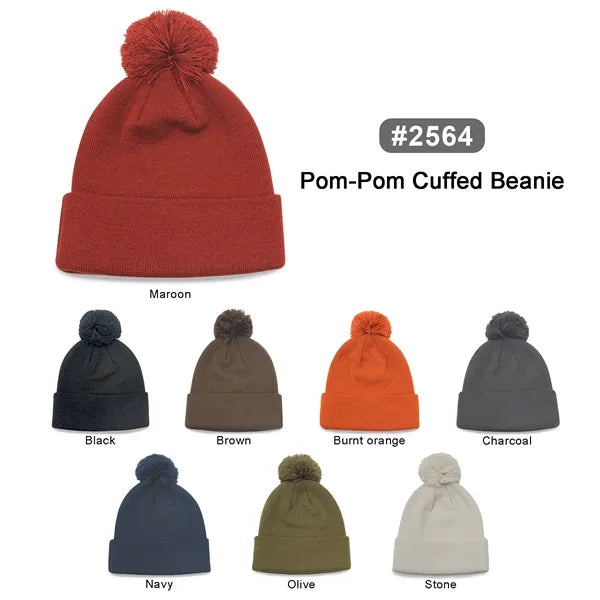 12" Knit Beanie Pompon