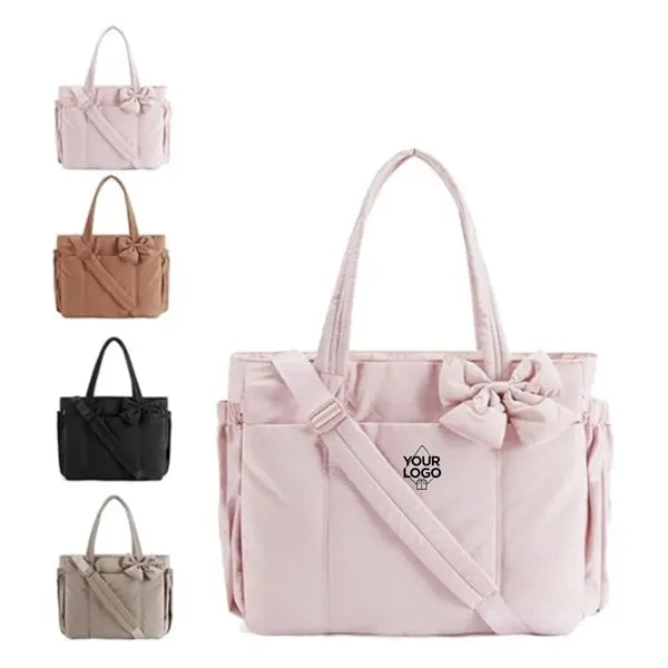 Large Capacity Tote Bag with Bow Decoration