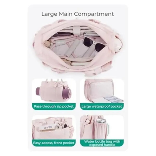 Large Capacity Tote Bag with Bow Decoration