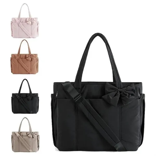 Large Capacity Tote Bag with Bow Decoration
