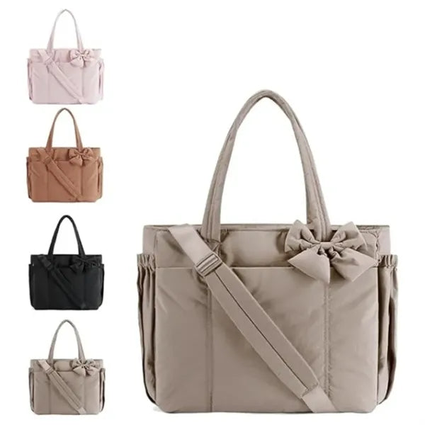 Large Capacity Tote Bag with Bow Decoration