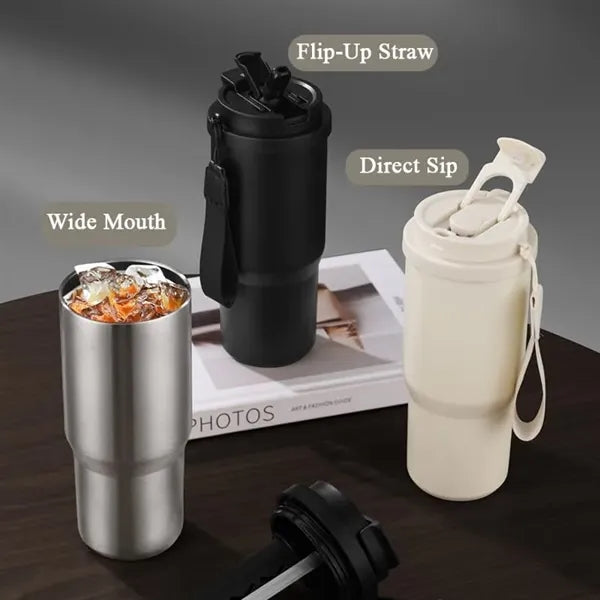 25oz Stainless Steel Car Coffee Mug with Lid and Straw