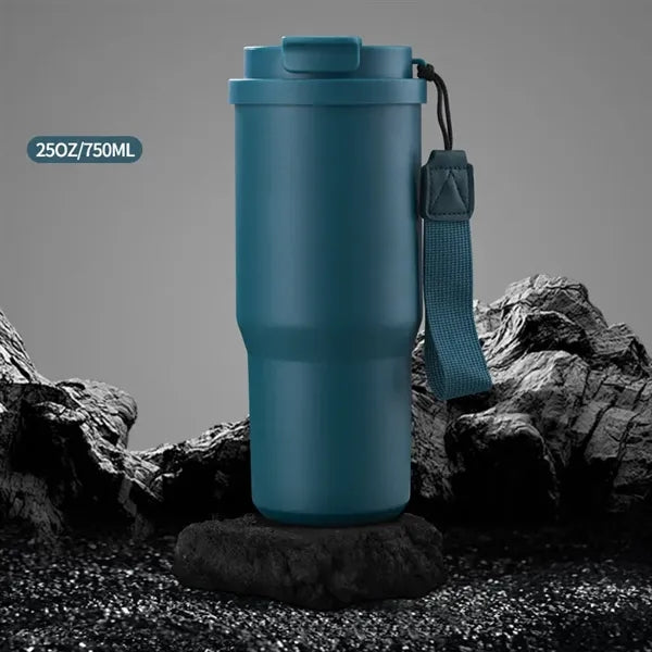 25oz Stainless Steel Car Coffee Mug with Lid and Straw