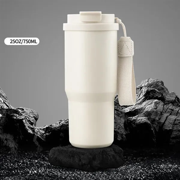 25oz Stainless Steel Car Coffee Mug with Lid and Straw