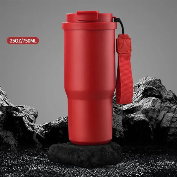25oz Stainless Steel Car Coffee Mug with Lid and Straw