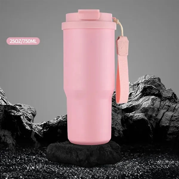 25oz Stainless Steel Car Coffee Mug with Lid and Straw