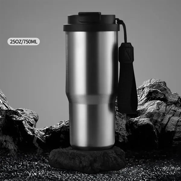 25oz Stainless Steel Car Coffee Mug with Lid and Straw