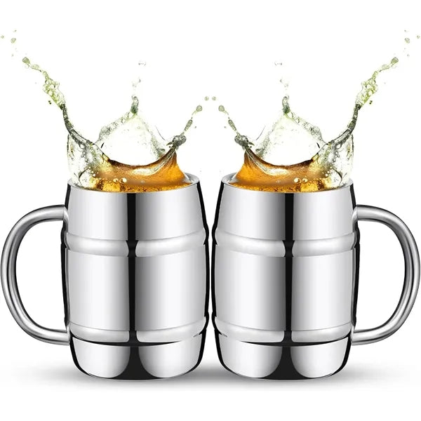 Beer Stein 15oz Stainless Steel Barrel Mug