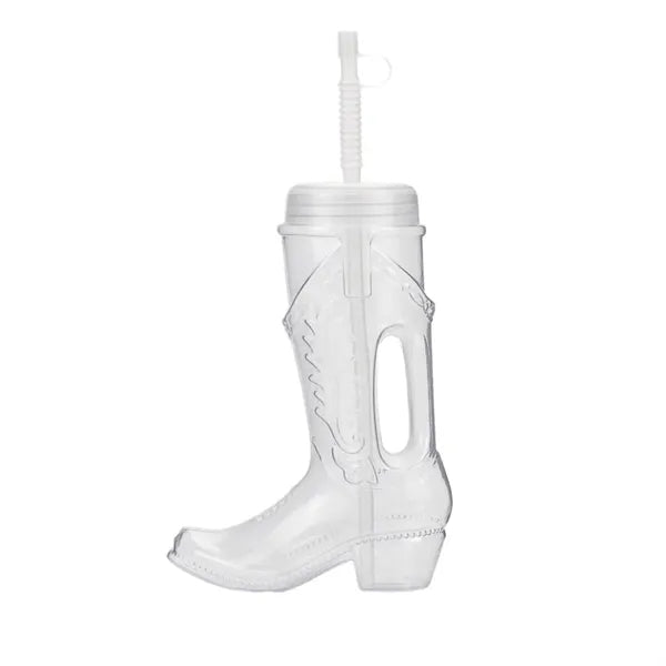 25Oz Plastic Boot Cup With Lid And Straw
