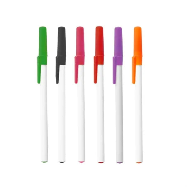 White Plastic Barrel Stick Pen