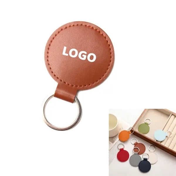 PU Leather Round Keychain