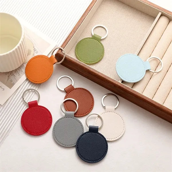 PU Leather Round Keychain