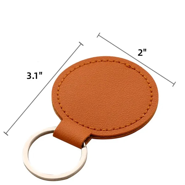 PU Leather Round Keychain