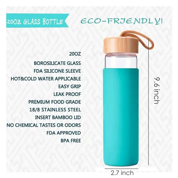 20 Oz Borosilicate Glass Water Bottle