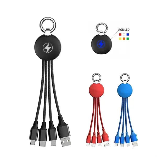 Led Light up Gift 3-In-1 Multi USB Charging Cable with Keyc