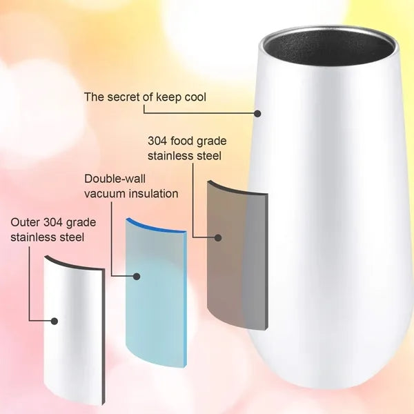 6 oz Stainless Steel Stemless Champagne Flute