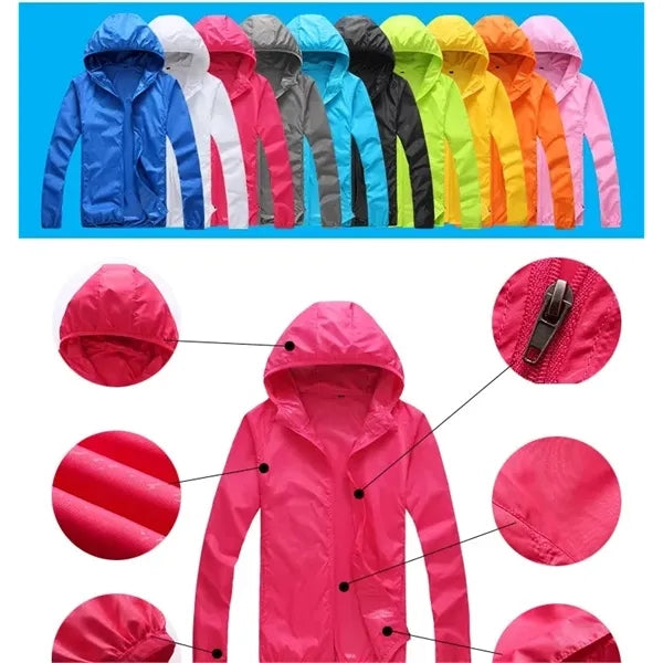 Hooded Drawstring Outdoor Anorak with Pouch