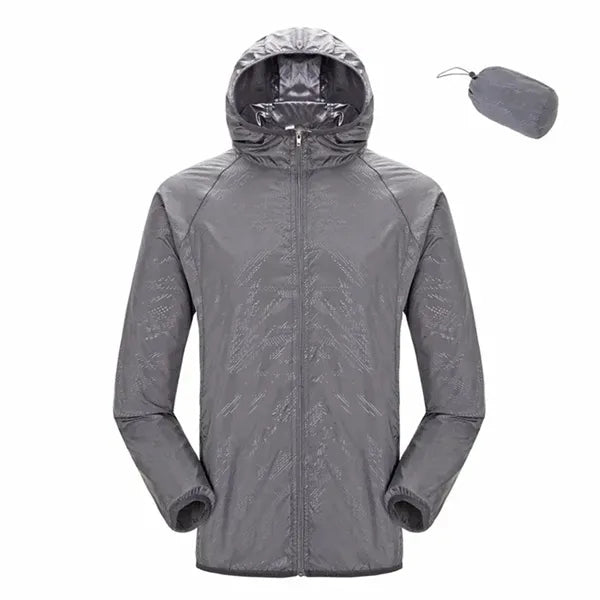 Hooded Drawstring Outdoor Anorak with Pouch