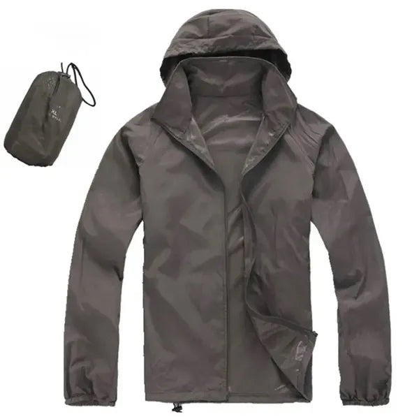 Hooded Drawstring Outdoor Anorak with Pouch