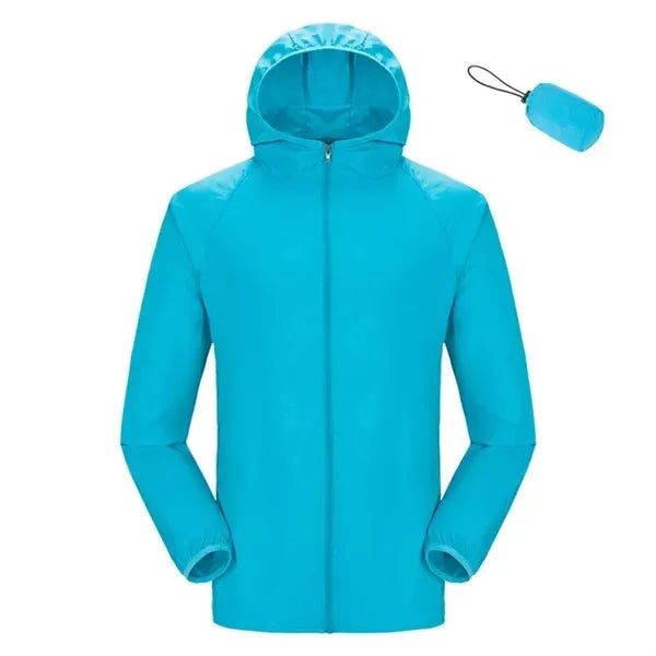Hooded Drawstring Outdoor Anorak with Pouch