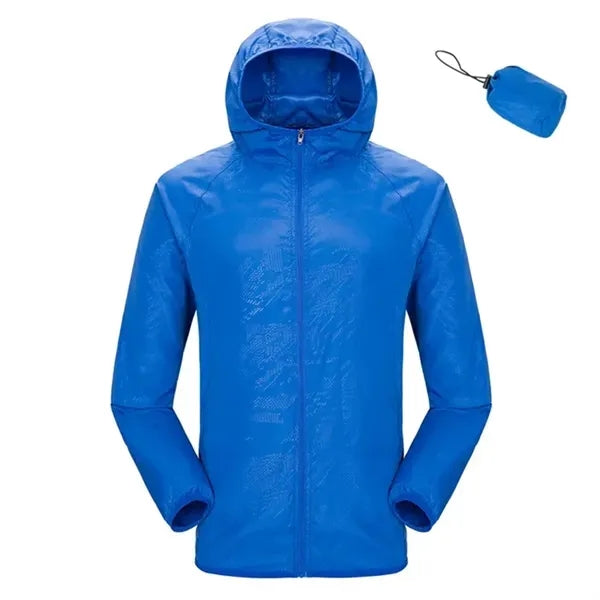 Hooded Drawstring Outdoor Anorak with Pouch