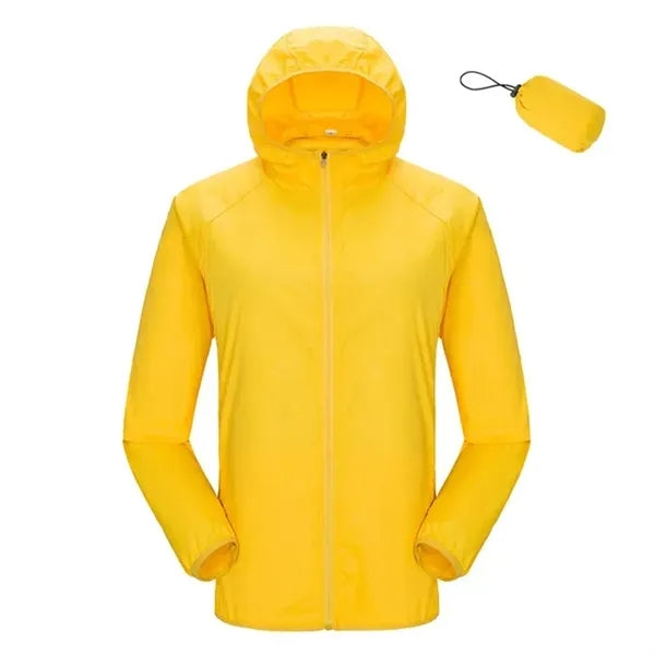 Hooded Drawstring Outdoor Anorak with Pouch