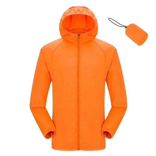 Hooded Drawstring Outdoor Anorak with Pouch